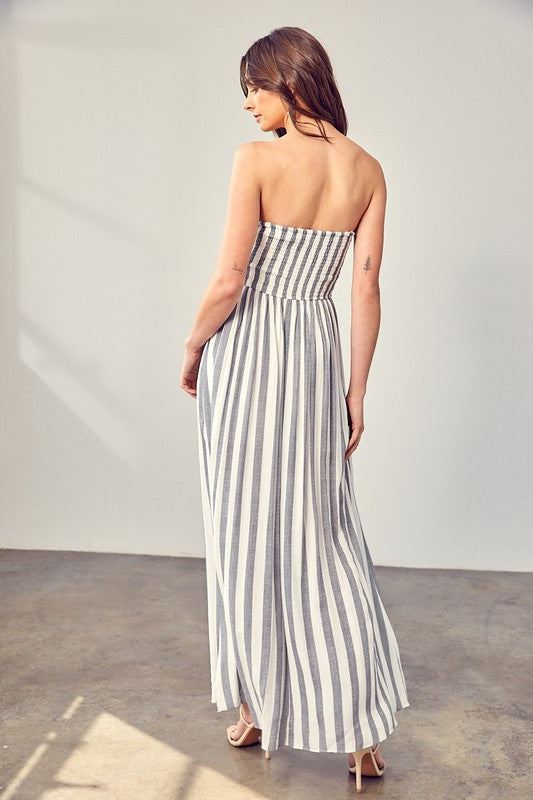 Stripe Print Tube Maxi Dress - The Beaucoup Home