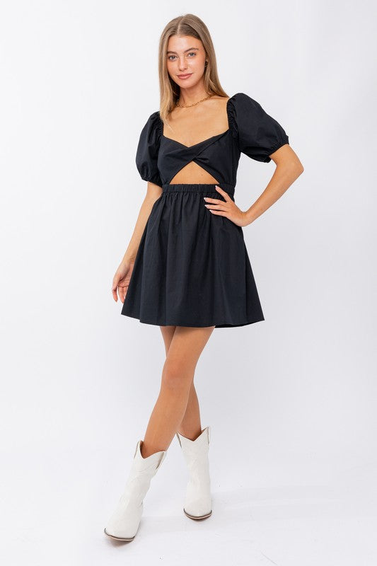 Half Sleeve Twisted Front Dress - The Beaucoup Home