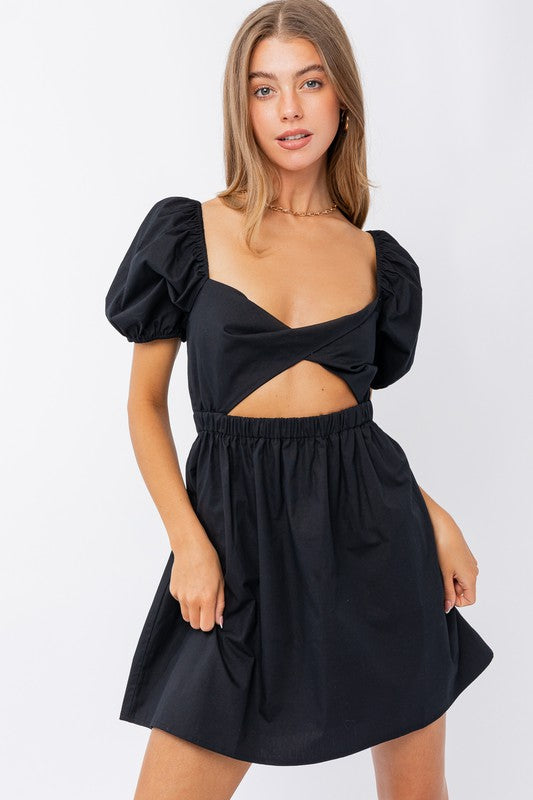 Half Sleeve Twisted Front Dress - The Beaucoup Home