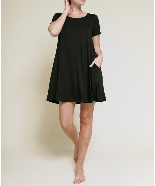 Easy Short Sleeve Bamboo Dress with Pockets - The Beaucoup Home