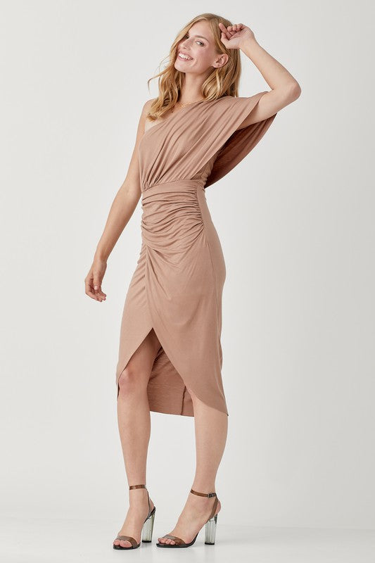 One Shoulder Drape Jersey Dress - The Beaucoup Home