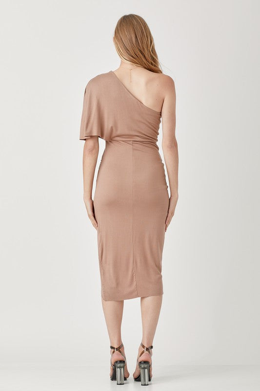 One Shoulder Drape Jersey Dress - The Beaucoup Home