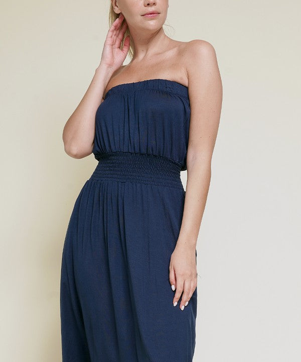 Strapless Bamboo Tube Knee Length Dress with Pockets - The Beaucoup Home