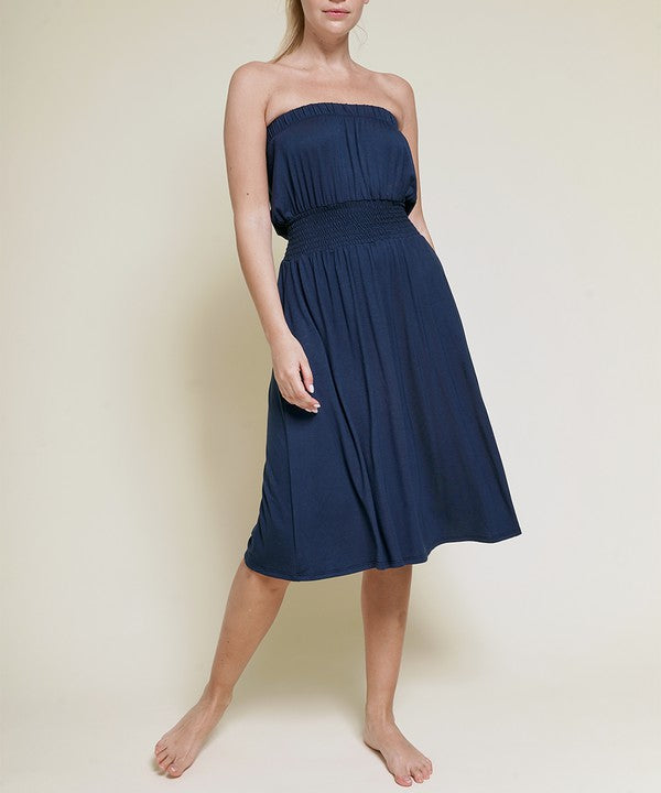 Strapless Bamboo Tube Knee Length Dress with Pockets - The Beaucoup Home