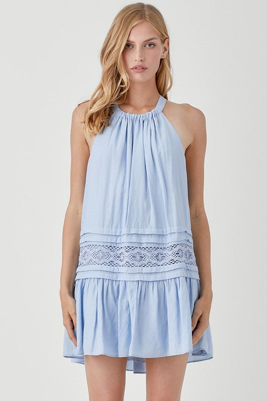 Lace Trim Halter Neck Dress - The Beaucoup Home