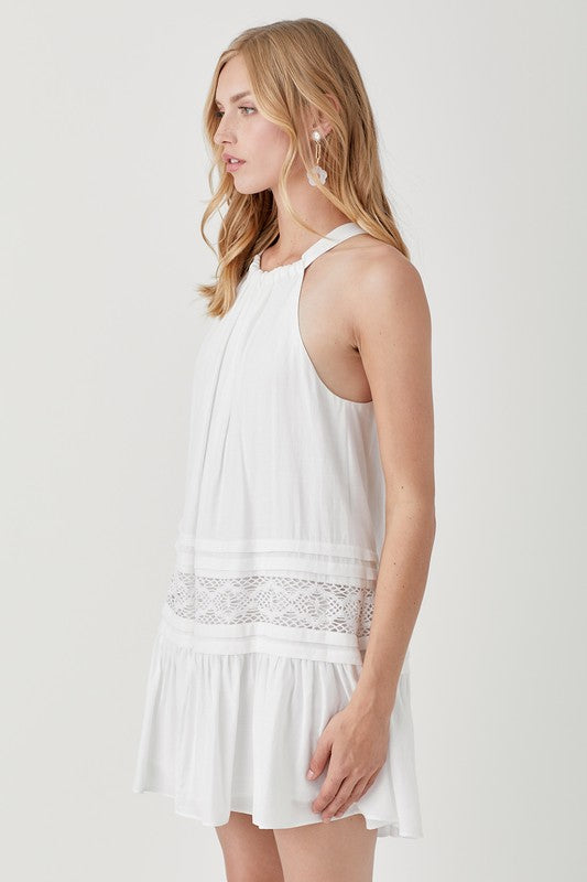 Lace Trim Halter Neck Dress - The Beaucoup Home