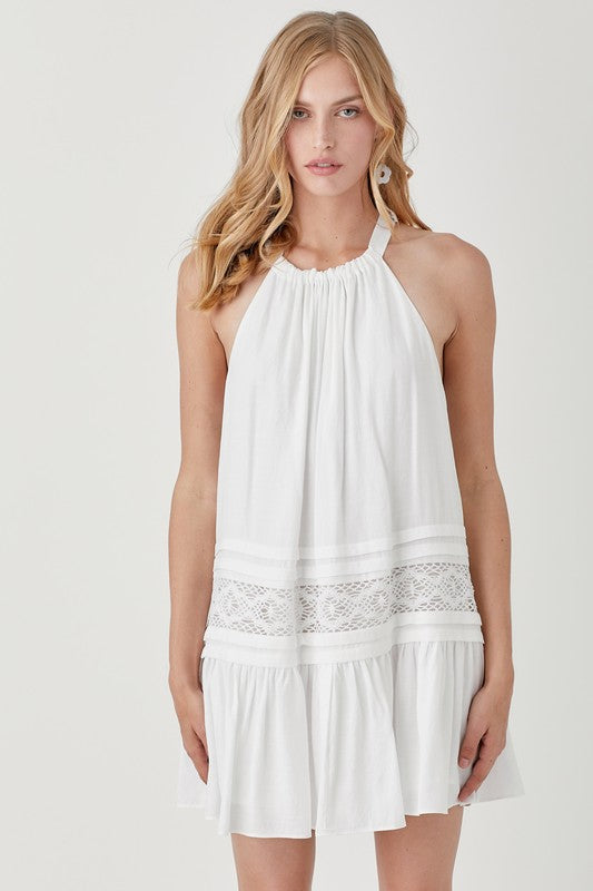 Lace Trim Halter Neck Dress - The Beaucoup Home