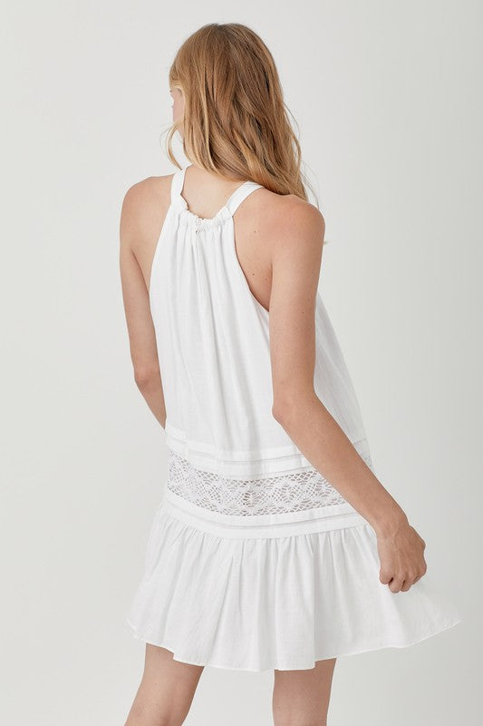 Lace Trim Halter Neck Dress - The Beaucoup Home