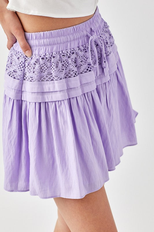 Folded Lace Trim Skirt - The Beaucoup Home