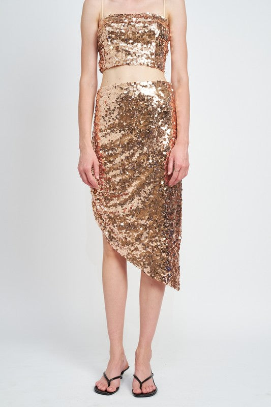 Sequin Shirred Midi Skirt - The Beaucoup Home