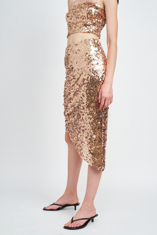 Sequin Shirred Midi Skirt - The Beaucoup Home