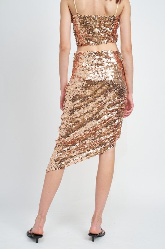 Sequin Shirred Midi Skirt - The Beaucoup Home