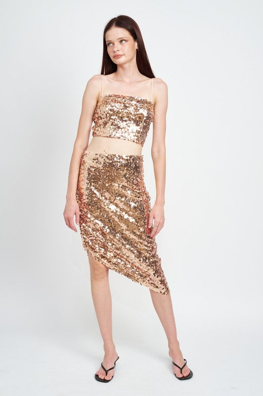 Sequin Shirred Midi Skirt - The Beaucoup Home