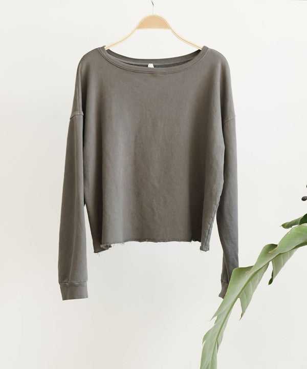 GARMENT DYE FRENCH TERRY CROP LONG SLEEVE - The Beaucoup Home