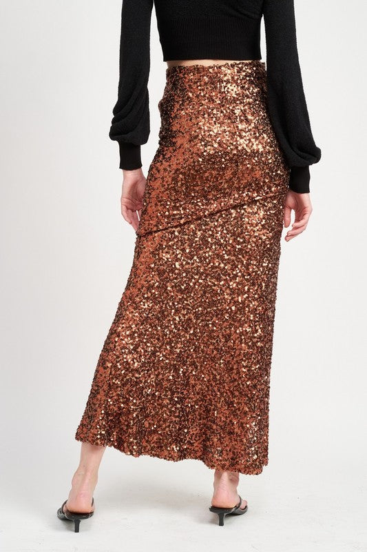 High Waist Sparkly Maxi Skirt - The Beaucoup Home