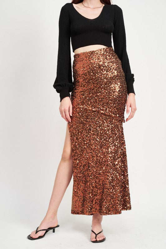 High Waist Sparkly Maxi Skirt - The Beaucoup Home