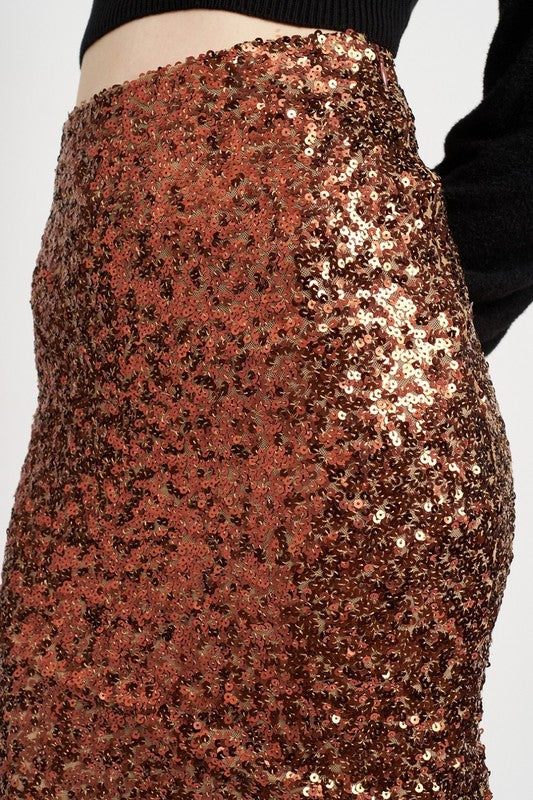 High Waist Sparkly Maxi Skirt - The Beaucoup Home