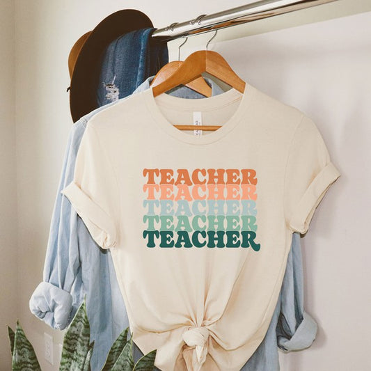 Stacked Teacher Short Sleeve Graphic Tee - The Beaucoup Home