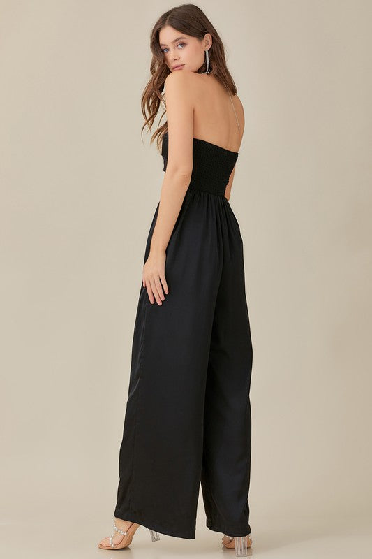 Overlapping Top Detailed Jumpsuit - The Beaucoup Home