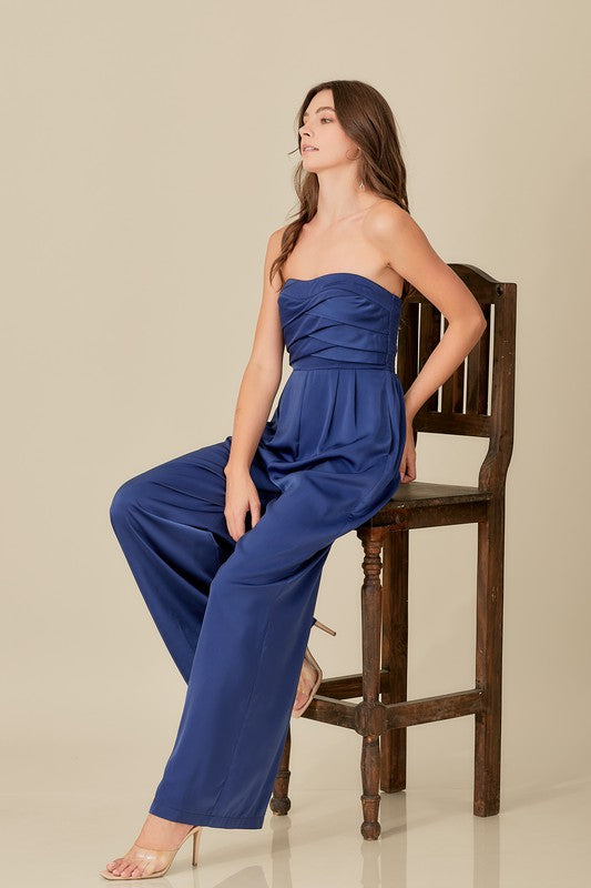 Overlapping Top Detailed Jumpsuit - The Beaucoup Home