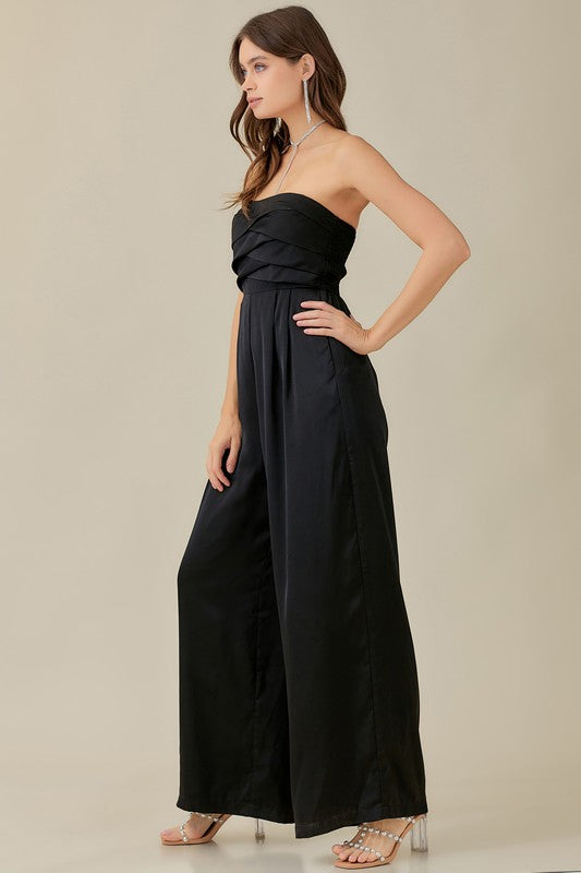 Overlapping Top Detailed Jumpsuit - The Beaucoup Home