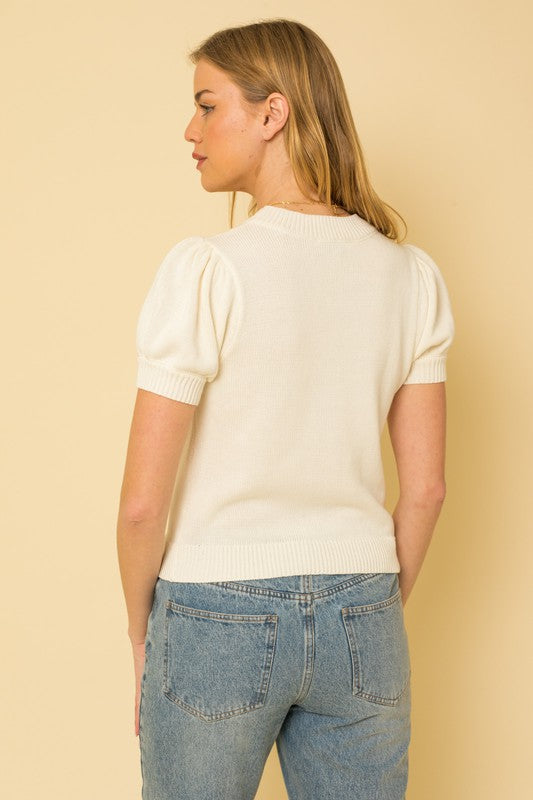 “Hello Beautiful” Short Sleeve Sweater Top - The Beaucoup Home