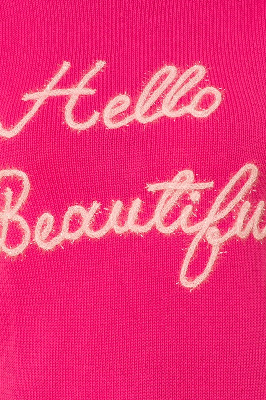 “Hello Beautiful” Short Sleeve Sweater Top - The Beaucoup Home