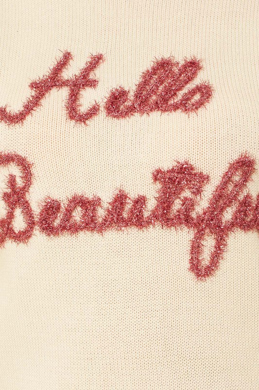 “Hello Beautiful” Short Sleeve Sweater Top - The Beaucoup Home