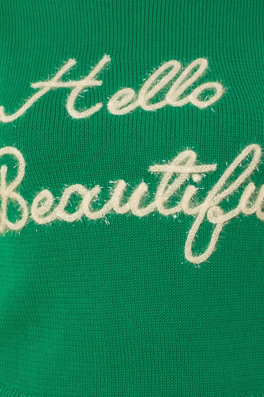 “Hello Beautiful” Short Sleeve Sweater Top - The Beaucoup Home