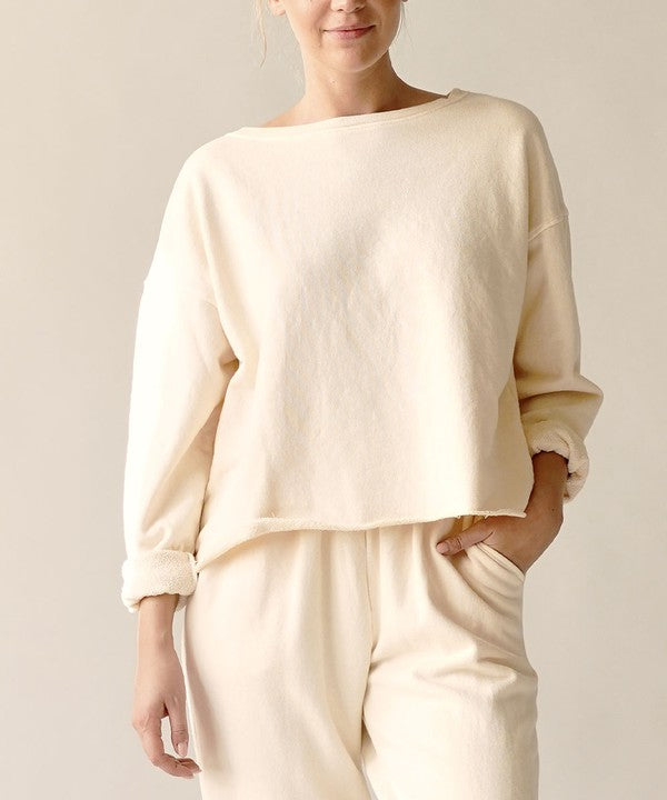 GARMENT DYE FRENCH TERRY CROP LONG SLEEVE - The Beaucoup Home