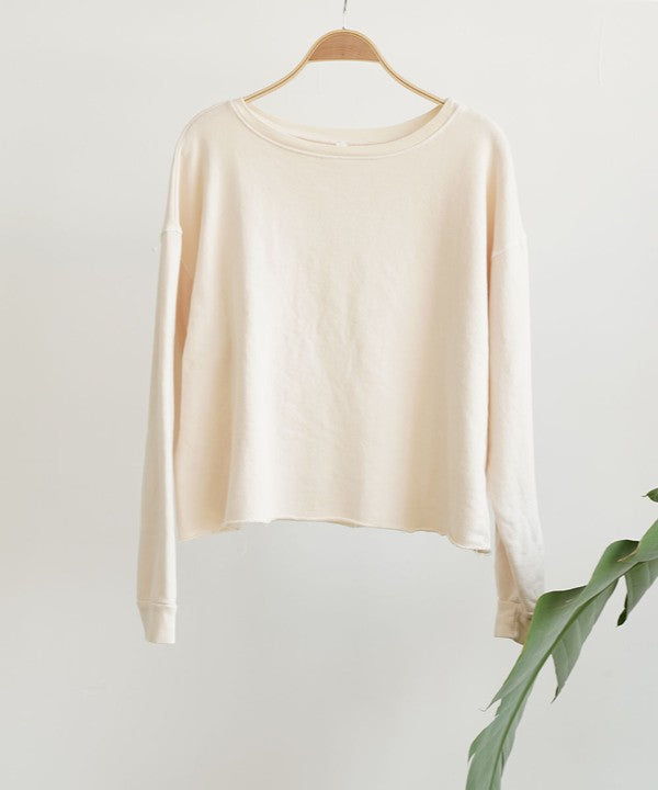 GARMENT DYE FRENCH TERRY CROP LONG SLEEVE - The Beaucoup Home