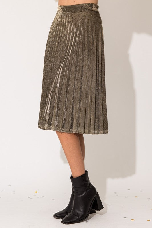 Lurex Fabric Pleated Midi Skirt - The Beaucoup Home