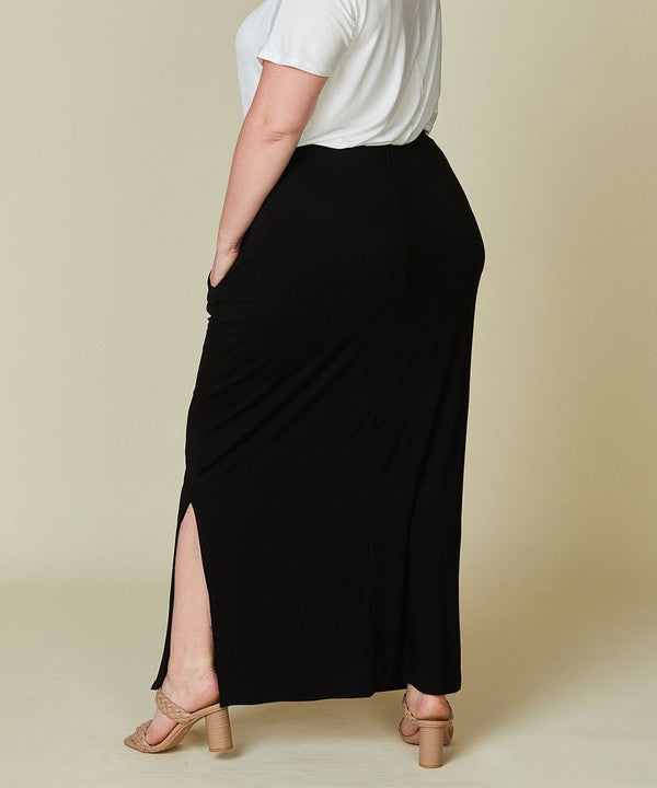 Curvy Bamboo Maxi Skirt with Side Slits - The Beaucoup Home