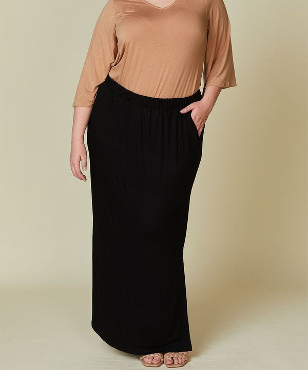 Curvy Bamboo Maxi Skirt with Side Slits - The Beaucoup Home