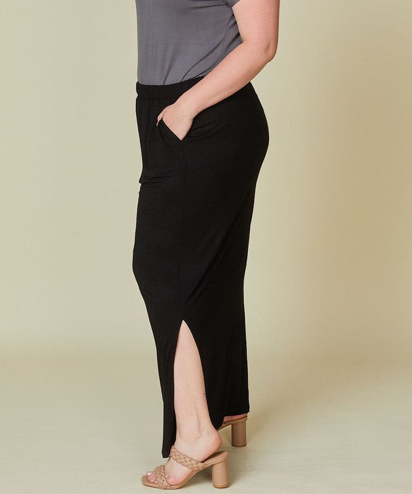 Curvy Bamboo Maxi Skirt with Side Slits - The Beaucoup Home