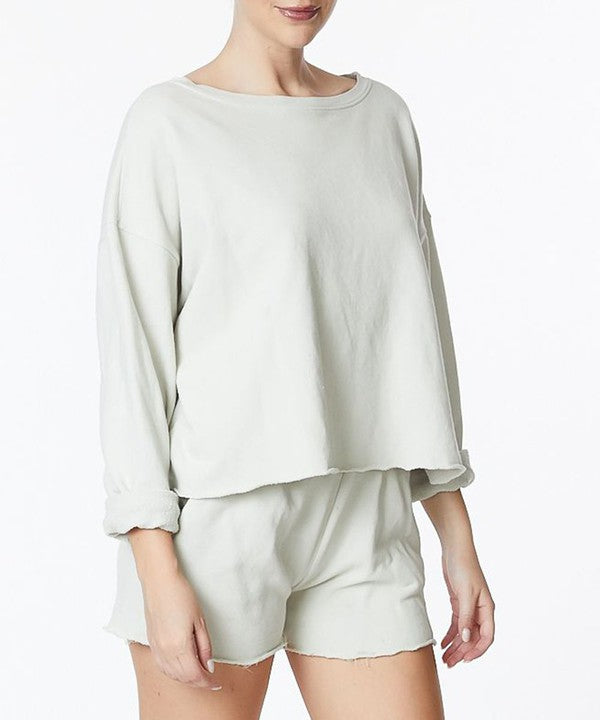 GARMENT DYE FRENCH TERRY CROP LONG SLEEVE - The Beaucoup Home