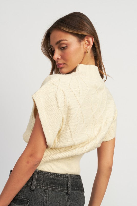 Turtle Neck Ribbed Sweater Vest