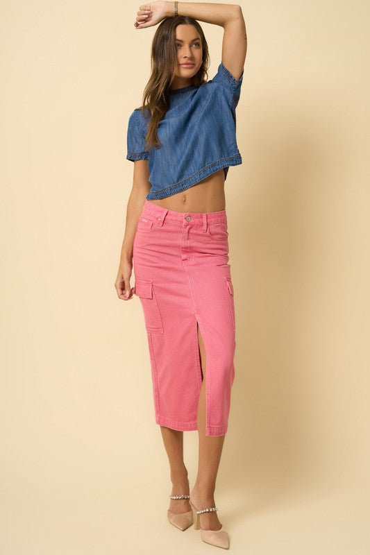 COLOR CARGO MIDI SKIRT - The Beaucoup Home