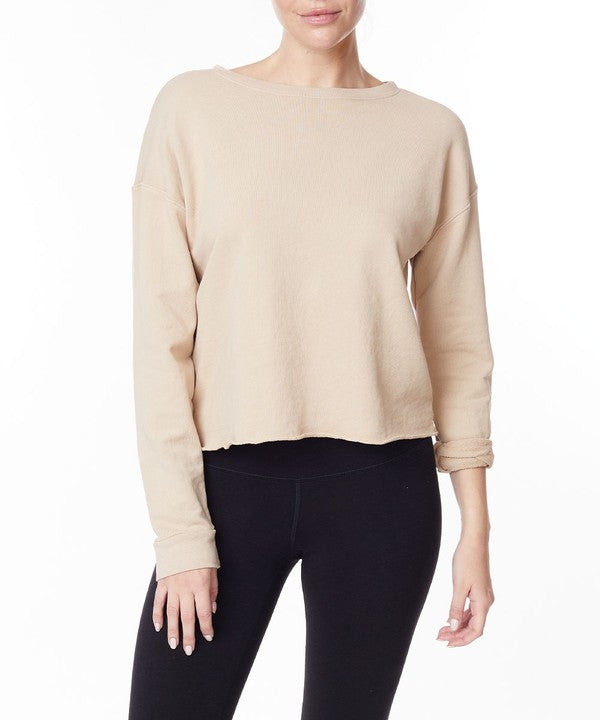 GARMENT DYE FRENCH TERRY CROP LONG SLEEVE - The Beaucoup Home