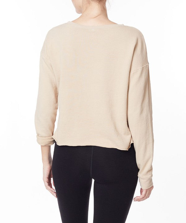 GARMENT DYE FRENCH TERRY CROP LONG SLEEVE - The Beaucoup Home