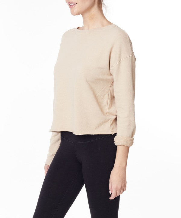 GARMENT DYE FRENCH TERRY CROP LONG SLEEVE - The Beaucoup Home