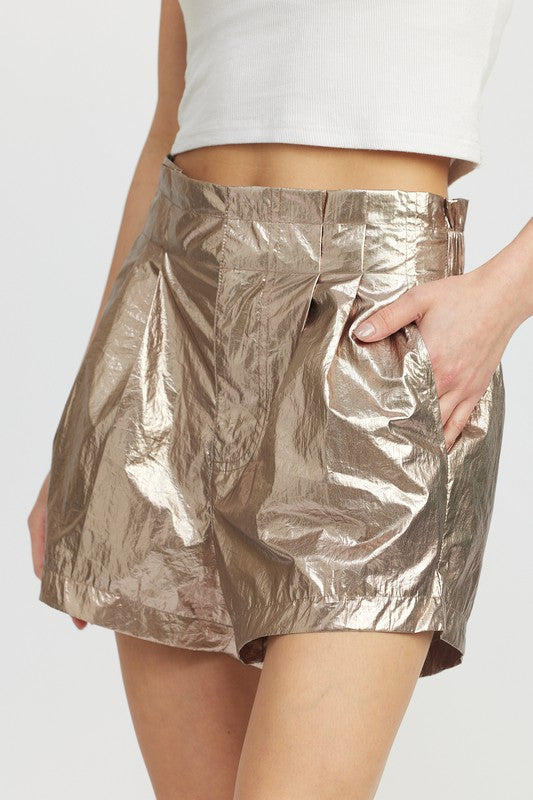 Metallic Paperbag Shorts - The Beaucoup Home