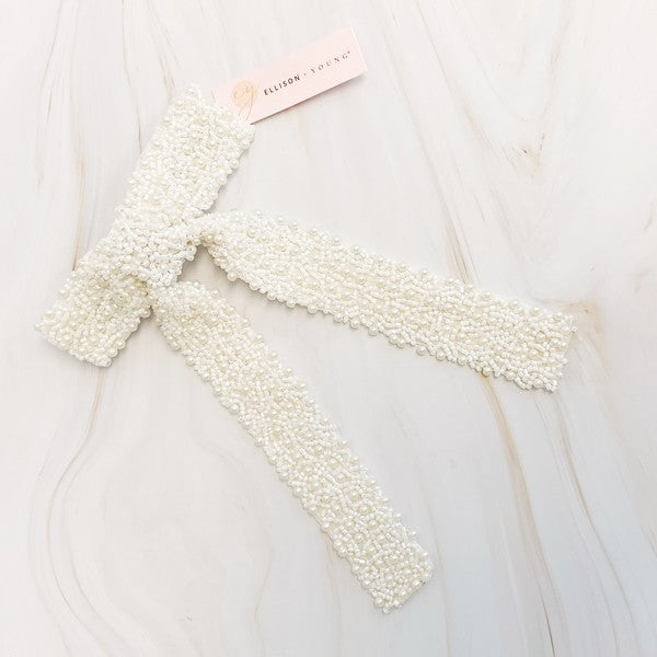 Luxe Beaded Pretty Bow Hair Clip