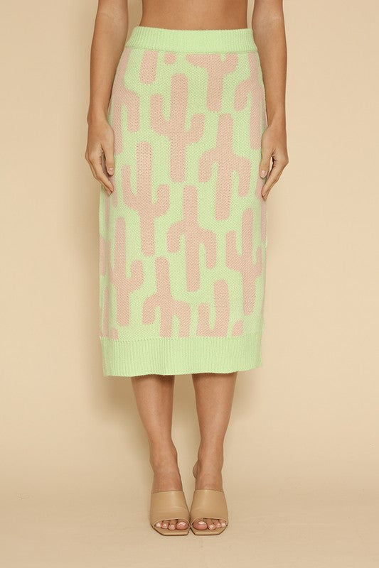 Cactus Knit Midi Skirt