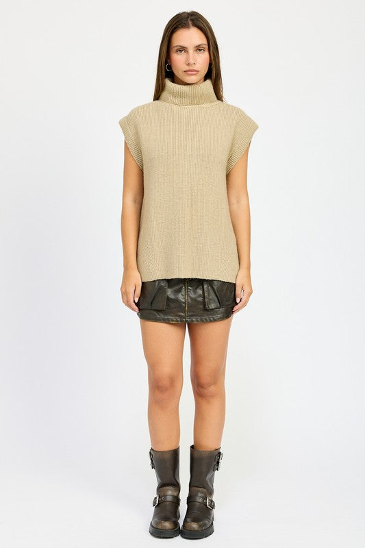 Split Back Turtle Neck Sweater