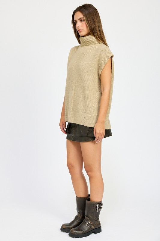 Split Back Turtle Neck Sweater