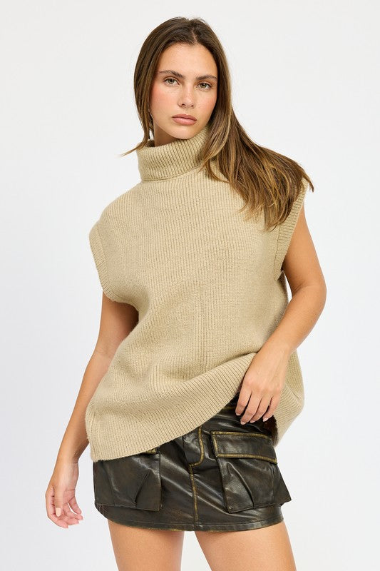 Split Back Turtle Neck Sweater