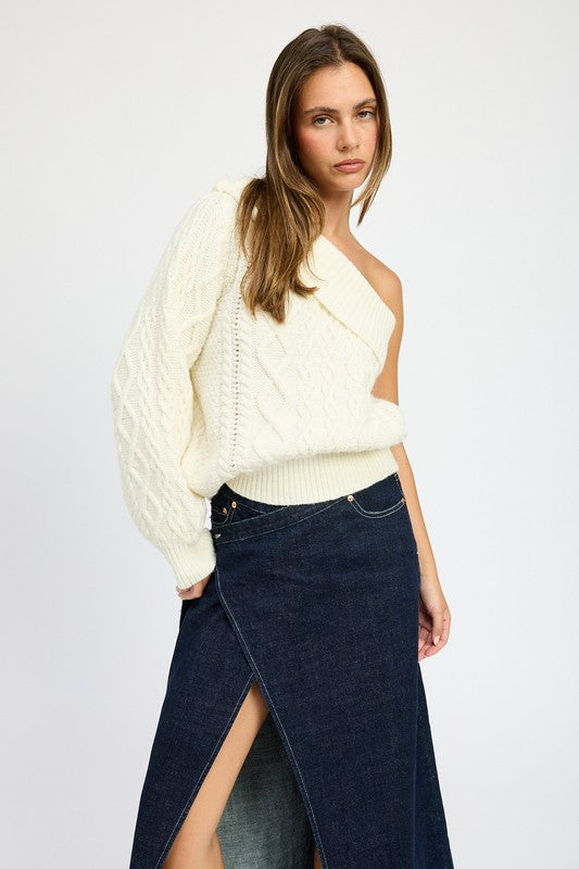 Oversized One Shoulder Sweater Cardigan