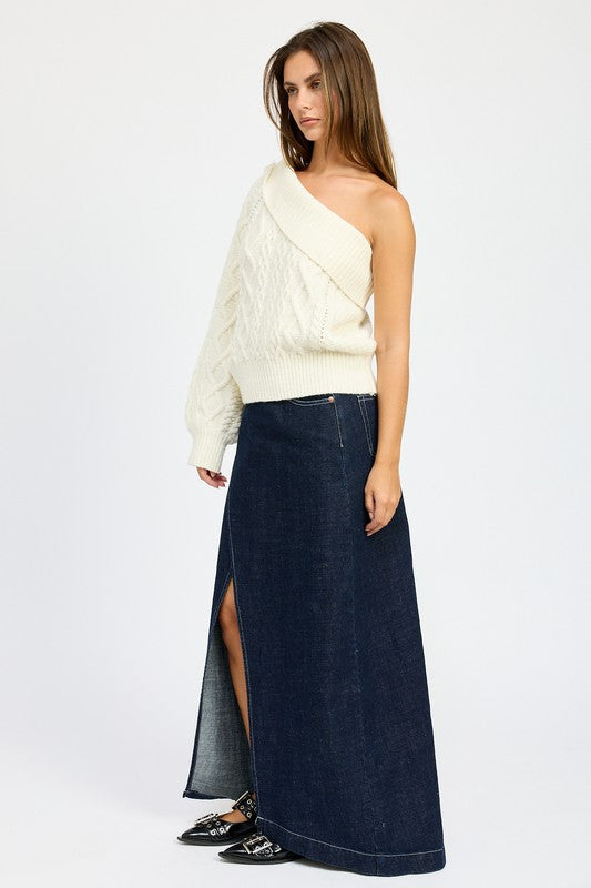 Oversized One Shoulder Sweater Cardigan