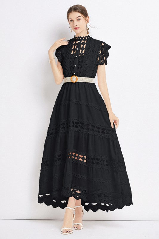 Plus Size Maxi Eyelet Dress